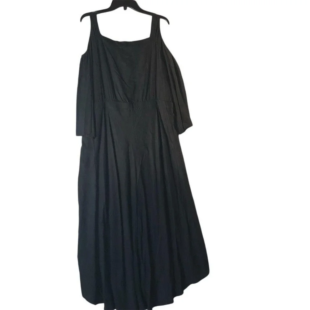 Soft Surroundings Women's L Black‎ Cold Shoulder Midi Dress Casual - Picture 3 of 3